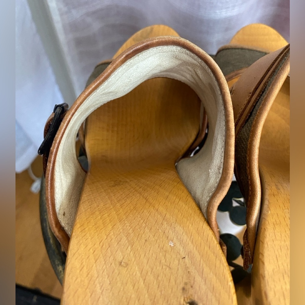 CNC Costume National Wood & Leather Platform Clog Sandal Size 41 Vintage - Picture 11 of 15